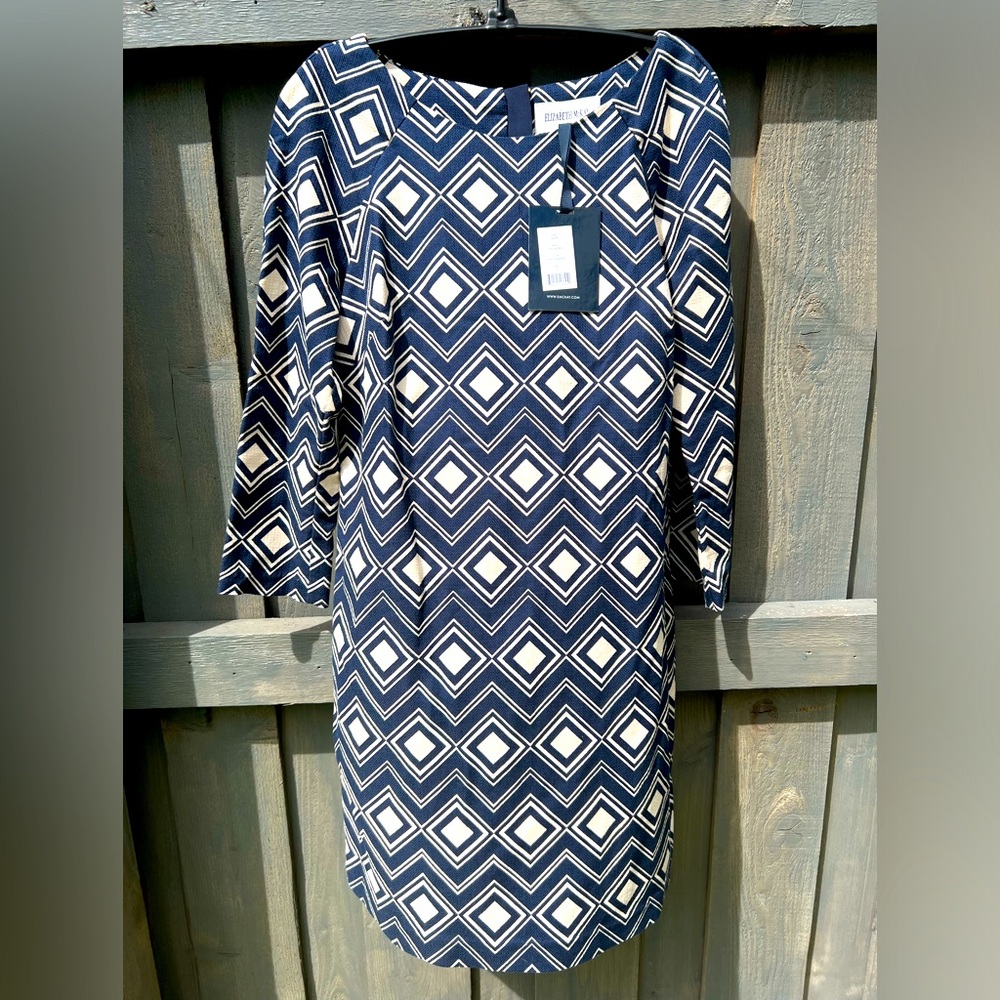 Elizabeth McKay Navy & White Diamond Shift Dress